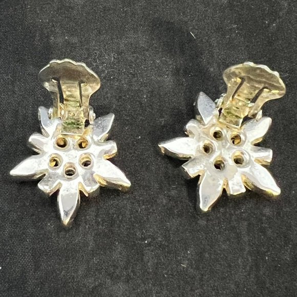 Vintage Pell Silver Tone Blue Rhinestone Clip On Earrings (3290) - Picture 7 of 7